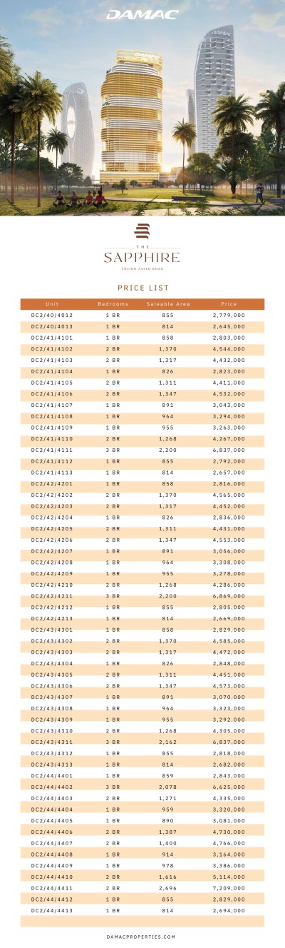 THE SAPPHIRE BY DAMAC  from AED 2.16 M